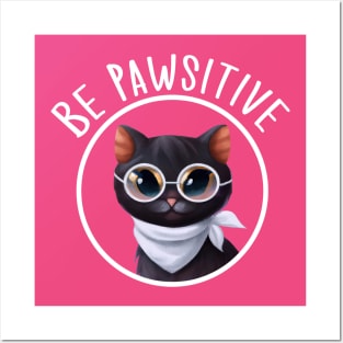 Stay Pawsitive Shirt, Be Pawsitive Shirt, Cat Positivity Shirt, Sarcastic Cat Shirt, cute paw t-shirt, Pawsitive Catitude, Funny Cat Lady Gift, Cat Mom Shirt Gift, Nerd Cat Shirt, Funny Nerdy Cat, Cute Nerd Cat Shirt, Cute Nerd Shirt, Cat Owner Gift Tee Posters and Art